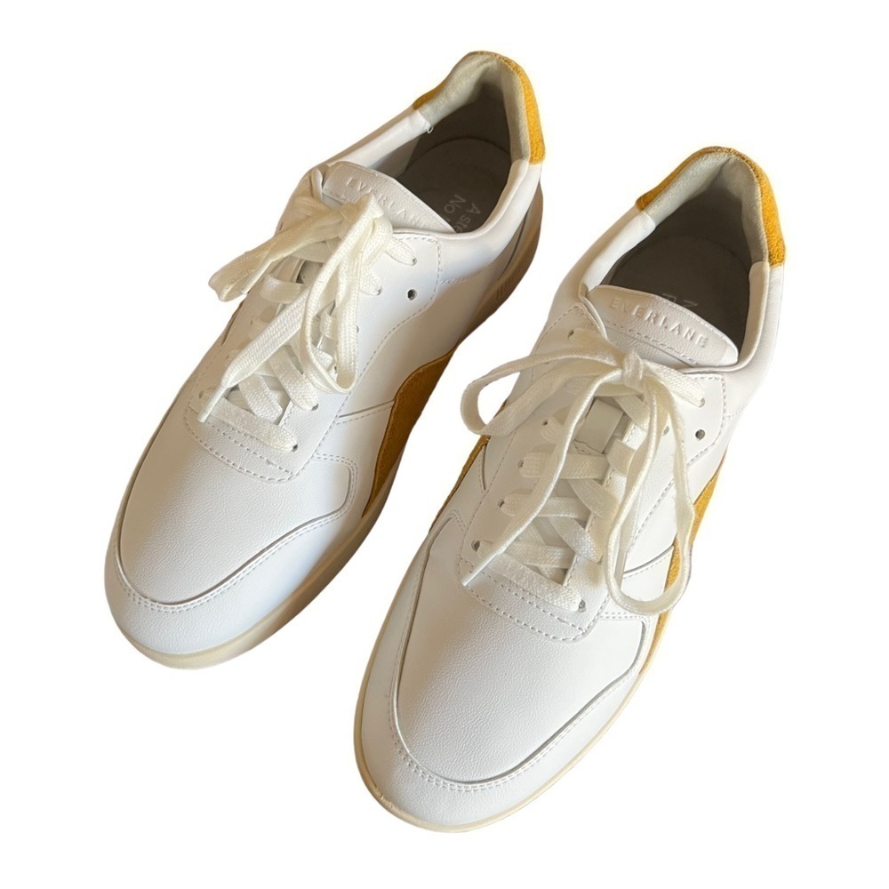 NWOB The ReLeather Court Sneaker White Mustard F9/M7 - Picture 5 of 10